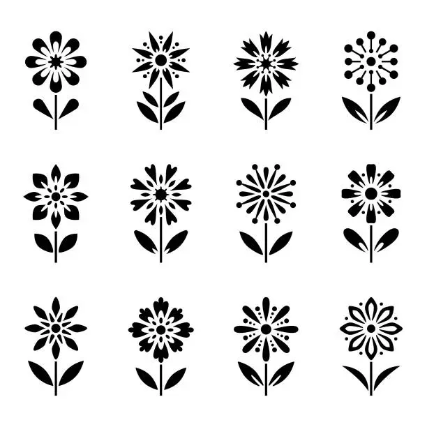 Vector illustration of Flower icon set