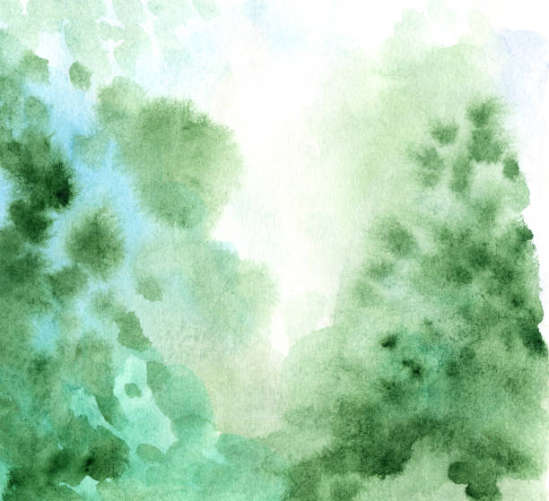 istock textured abstract cute light green blue watercolor background with paint stains and paint splashes 1329538597