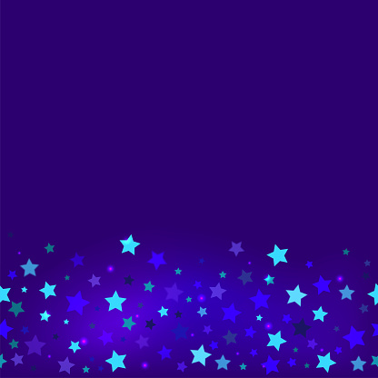 Seamless pattern with glowing stars on purple background