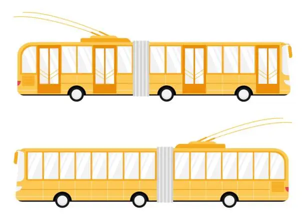 Vector illustration of Articulated trolleybus with four doors.