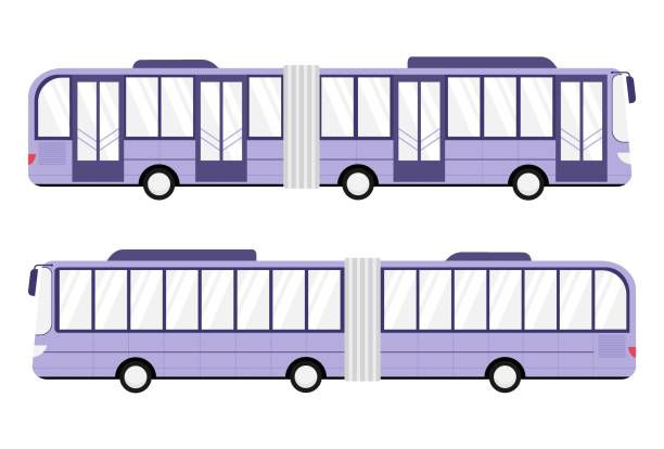 ilustraciones, imágenes clip art, dibujos animados e iconos de stock de autobús articulado de cuatro puertas. - bus door