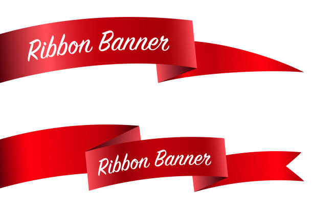 illustrazioni stock, clip art, cartoni animati e icone di tendenza di set di barre multifunzione, raccolta di banner. bandiere realistiche rosse per il testo. vettore - ribbon