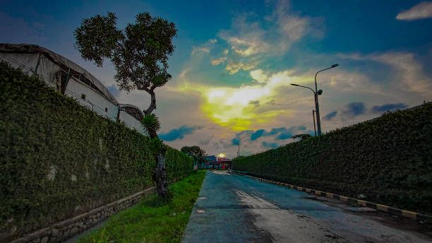istock beautiful roads and walls with green grass 1329545985