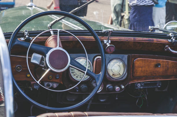istock Dashboard of a old vintage retro car 1329550615