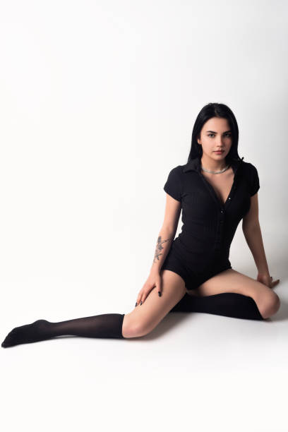 istock Fashion model on the white background. 1329552996