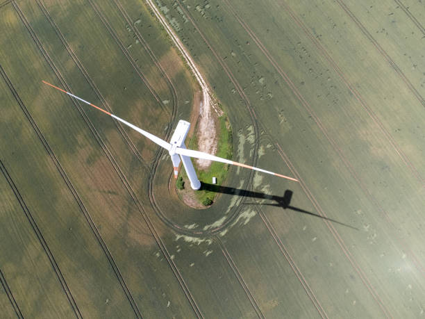 istock Wind energy on a field from above