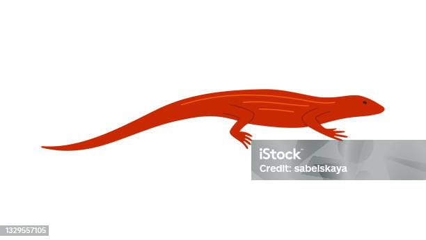 Lizard Vector Simple Side Red Little Lizard Side View Vector Flat Illustration Of Reptile ...