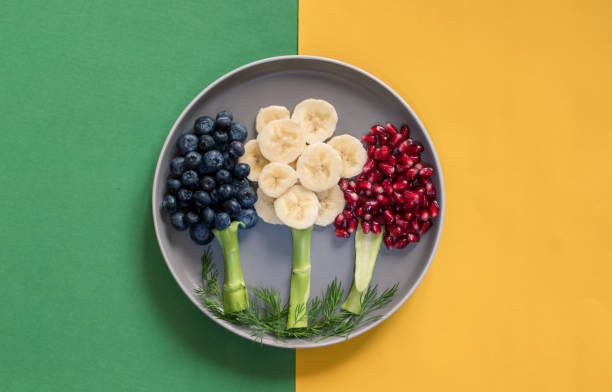 istock food creative ideas, trees made from fruit pieces, breakfast for children 1329561147