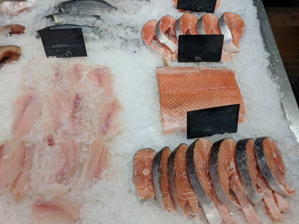 istock fresh red fish on ice at fish market 1329564309