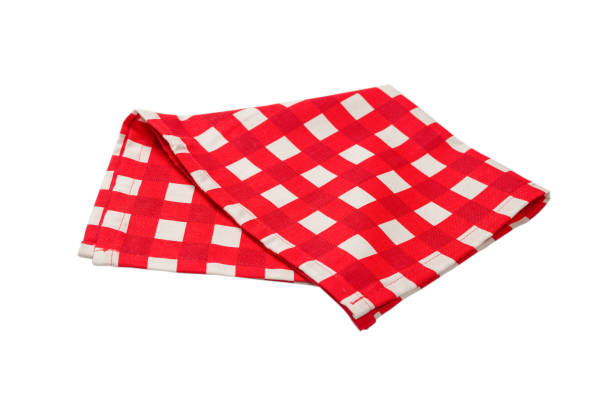 istock Red napkin isolated on white background. 1329567304