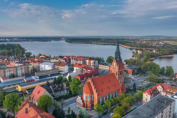 Elk panorama - view from the Church of the Sacred Heart of Jesus. Masuria, Poland.