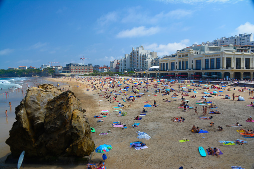 Biarritz beach with the casino and Hotel du Palais in the background