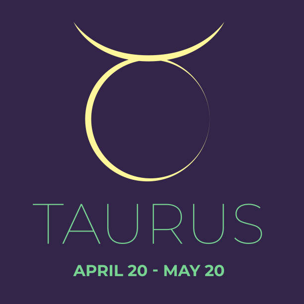 Taurus vector zodiac icon. Taurus vector zodiac icon. Astrological signs with name. Graphic element for print designs - calendar, poster, sky map, sticker first day of spring 2021 stock illustrations
