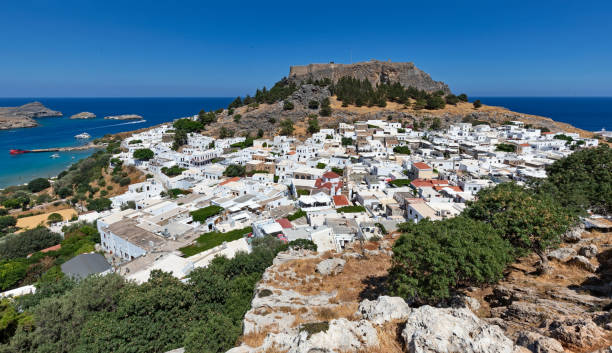 Lindos, with its ancient acropolis, is the jewel of Rhodes island in Dodecanese, Greece.