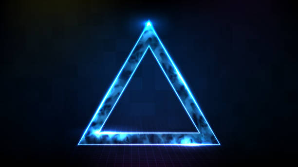 istock abstract futuristic background of technology neon star frame with smoke 1329579828
