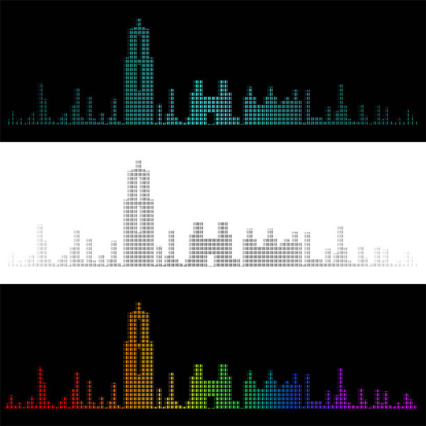 sound graph style utrecht skyline - pixel art grafiken stock-grafiken, -clipart, -cartoons und -symbole