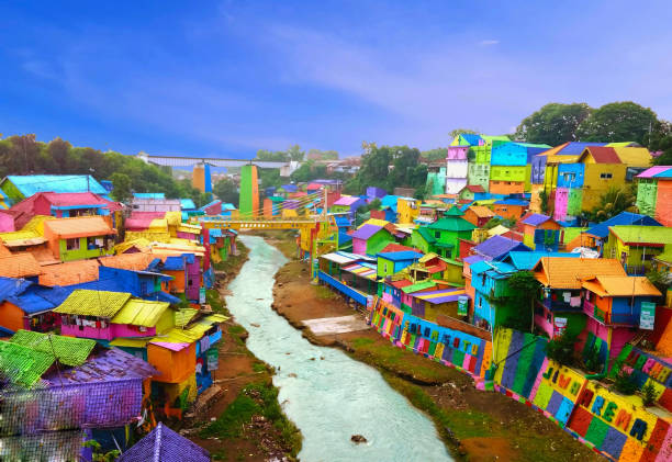 kampung jodipan is a village with colorful house with clean river