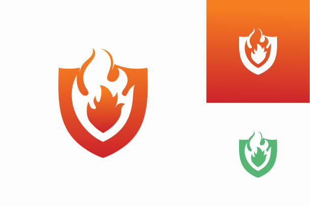 Fire Shield Logo Template Design Vector, Emblem, Design Concept, Creative Symbol, Icon Fire Shield Logo Template Design Vector, Emblem, Design Concept, Creative Symbol, Icon firefighter shield stock illustrations