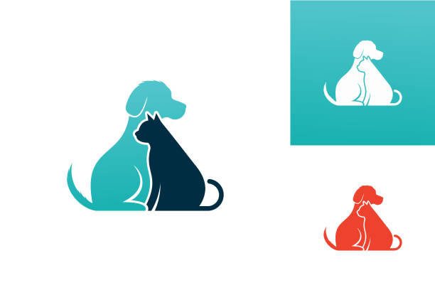 ilustrações, clipart, desenhos animados e ícones de vetor de design de modelo de logotipo de animais de estimação, emblema, conceito de design, símbolo criativo, ícone - dog domestic cat pets cartoon