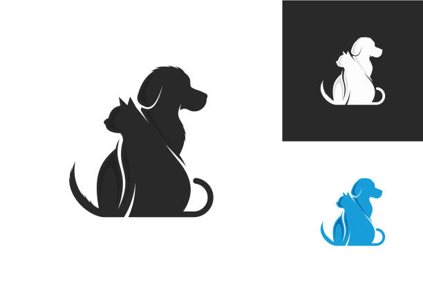 ilustrações, clipart, desenhos animados e ícones de vetor de design de modelo de logotipo de animais de estimação, emblema, conceito de design, símbolo criativo, ícone - dog domestic cat pets cartoon
