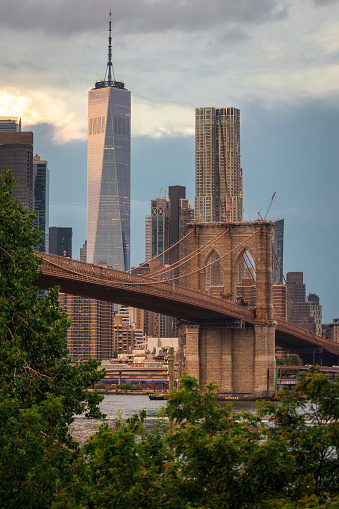 The Freedom Tower and the Brooklyn Bridge from Brooklyn Bridge Park