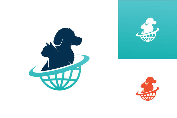 stockillustraties, clipart, cartoons en iconen met world pets logo template design vector, emblem, design concept, creative symbol, icon - dierendag
