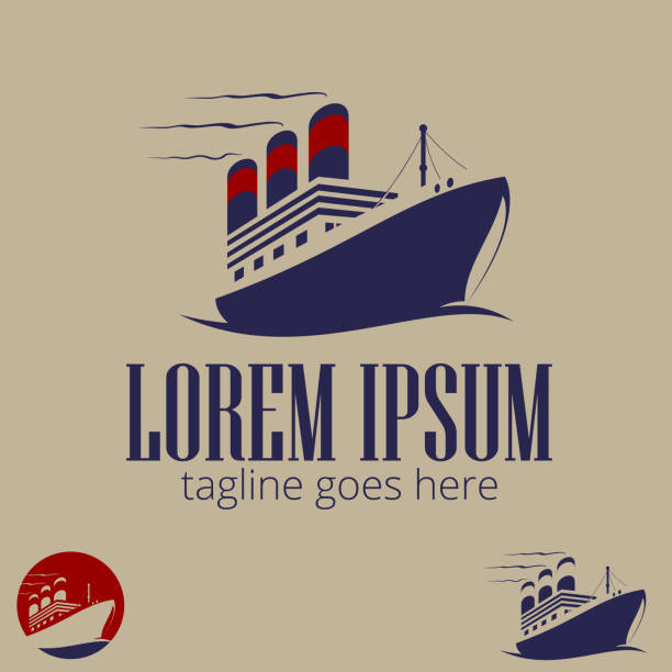 Big Steam Ship symbol Big Steam Ship symbol vector illustration for brand, identity, design element, or any other purpose. freight liner stock illustrations