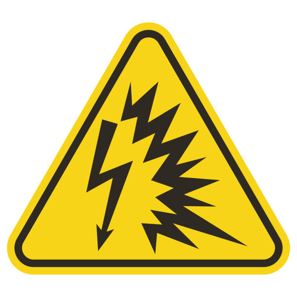 warnzeichen arc flash symbol auf weißem hintergrund - electric arc stock-grafiken, -clipart, -cartoons und -symbole