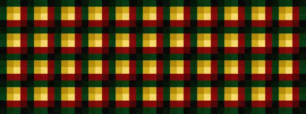 Vector illustration of Christmas background. Abstract square shape with grunge texture background. Modern template. Art plaid pattern, design textile, wallpaper. Retro style. Christmas color theme. Vector illustration.