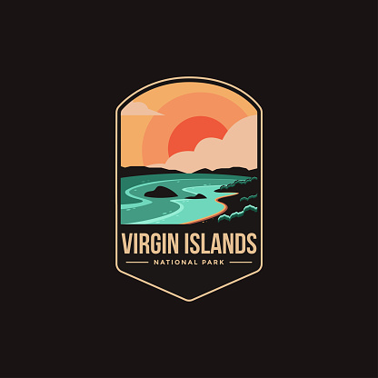 Emblem patch vector illustration of Virgin Islands National park on dark background