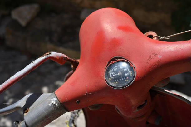 istock Speedometer dial on a grungy old scooter 1329619756