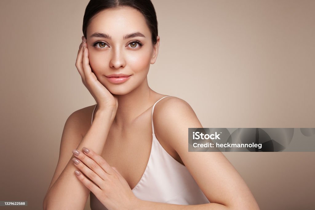 Portrait beautiful young woman with clean fresh skin Portrait beautiful young woman with clean fresh skin. Model with healthy skin, close up portrait. Cosmetology, beauty and spa Beauty Stock Photo