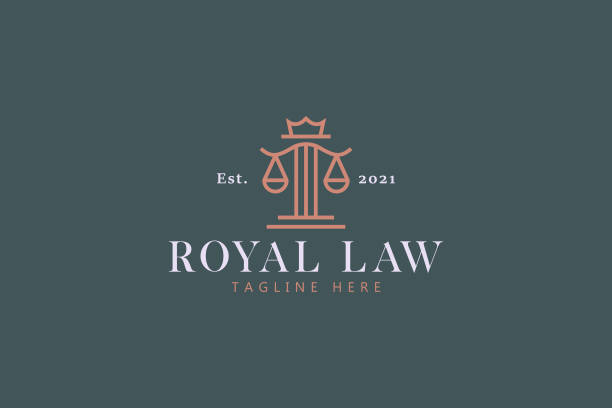 ilustrações, clipart, desenhos animados e ícones de logotipo do conceito de direito real e justiça - royalty free illustrations