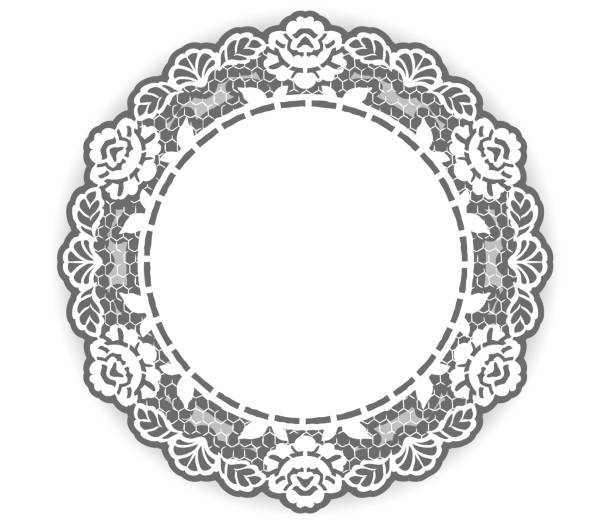 ヴィンテージレースラウンドフレーム。 - lace doily frame picture frame点のイラスト素材／クリップアート素材／マンガ素材／アイコン素材