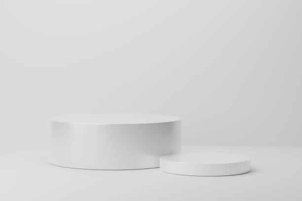 istock 3d rendering of white circle podiums on gray background 1329625556