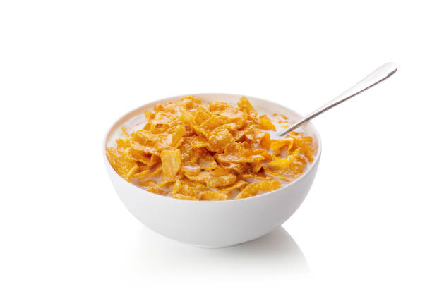 desayuno en copos de maíz - corn flakes fotografías e imágenes de stock