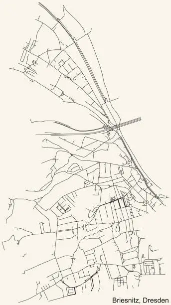 Vector illustration of Street roads map of the Briesnitz mit Stetzsch, Kemnitz, Leutewitz und Altomsewitz quarter of Dresden, Germany