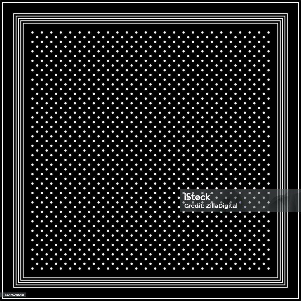 Black White Polka Dot Silk Scarf Design Monochrome Simple Geometric Spot  Pattern With Multiple Border Lines For Spring Autumn Bandana Handkerchief  Shawl Hijab Elegant Fashion Textile Print Stock Illustration - Download  Image