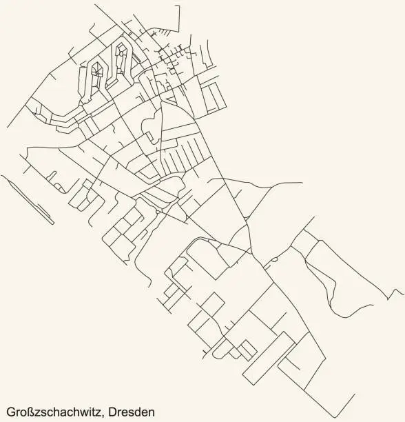 Vector illustration of Street roads map of the Großzschachwitz mit Sporbitz quarter of Dresden, Germany