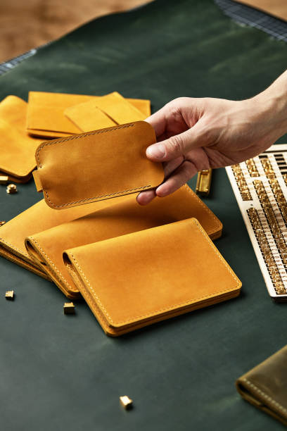 istock Yellow Leather Modern Gadget Cases Set, Handmade Accessory Merchandising 1329632255