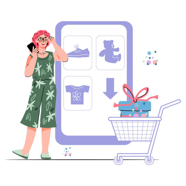 ilustrações de stock, clip art, desenhos animados e ícones de online shopping and e-commerce concept, vector illustration isolated. - web page illustrations