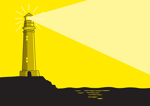 Line art vector illustration of a lighthouse