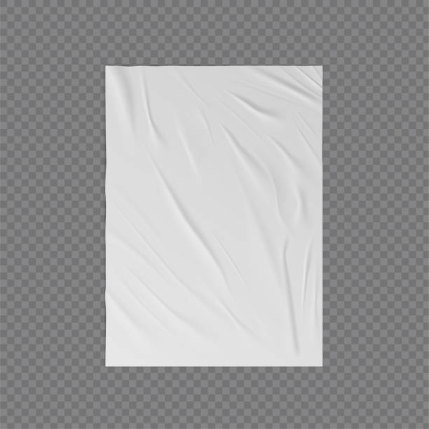ilustrații de stoc cu încrețită hârtie vector șablon realist pentru poster - lipici