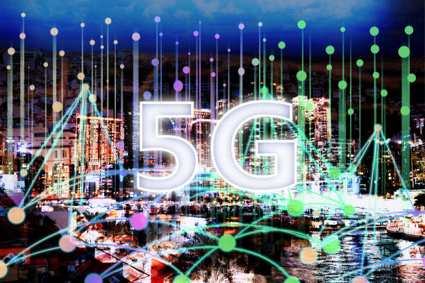 istock 5G network wireless system. Beautiful cityscape and network connection lines 1329639713