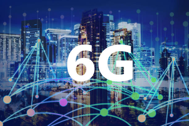 istock 6G network wireless system. Beautiful cityscape and network connection lines 1329639851