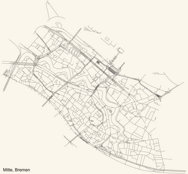 istock Street roads map of the Mitte subdistrict of Bremen 1329640741