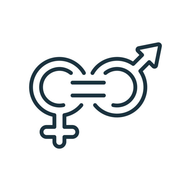 Gender Equality Symbol. Human Rights and Equality Line Icon. Female and Male Gender Symbol. Women and Men must always have Equal Opportunities. Editable stroke. Vector illustration Gender Equality Symbol. Human Rights and Equality Line Icon. Female and Male Gender Symbol. Women and Men must always have Equal Opportunities. Editable stroke. Vector illustration. gender equality stock illustrations
