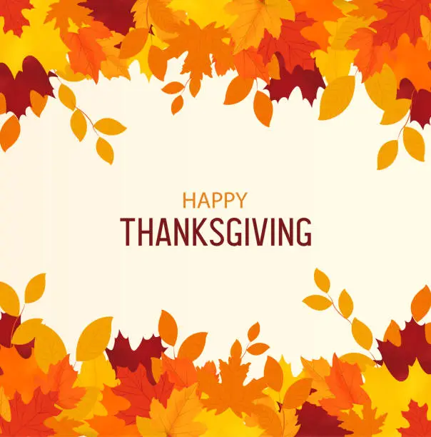 Vector illustration of Thanksgiving background. Autumn leaves