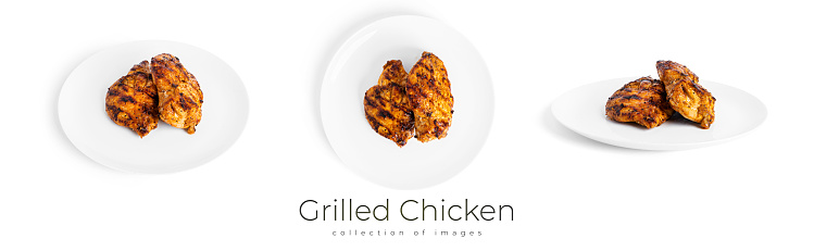 Grilled Chicken isolated on white background. Keto diet. High quality photo