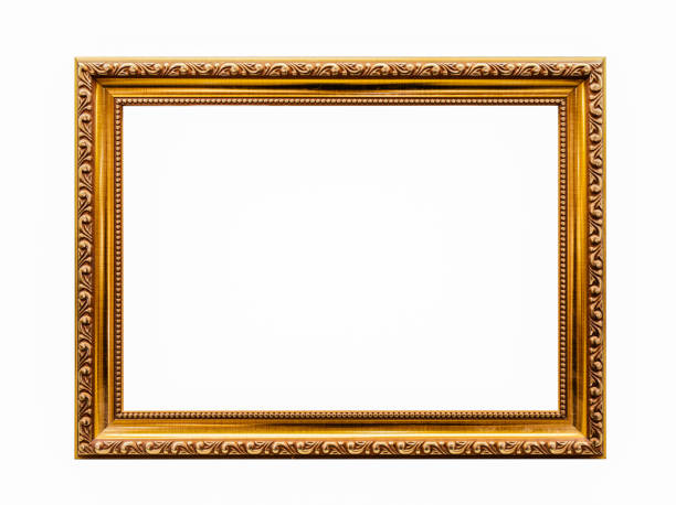 istock Gold frame Elegant vintage Isolated on white background 1329644067
